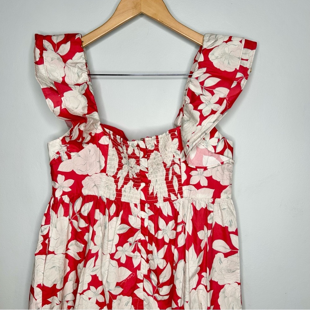 Cara Cara Lexa Raspberry Pink And White Floral Tiered Smocked Mini Dress - Picture 6 of 7